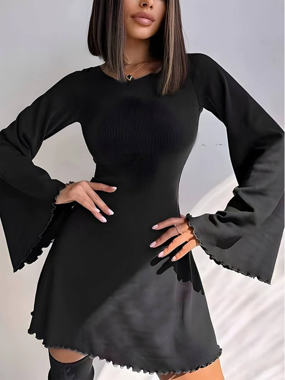 ZARA Sexy Bell Sleeve Tie Front Mini Dress Spring Summer